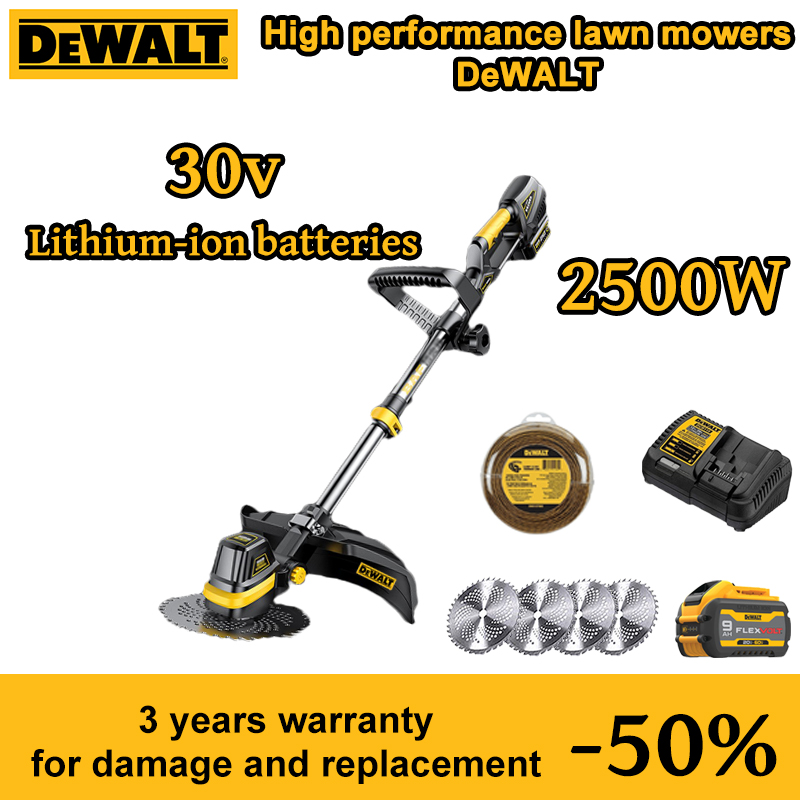 [DEWALT] Carbonless Brushless Lawn Mower + Full Accessory Set + 3800W + Li-ion battery lasts up to 8 hours on a single charge.