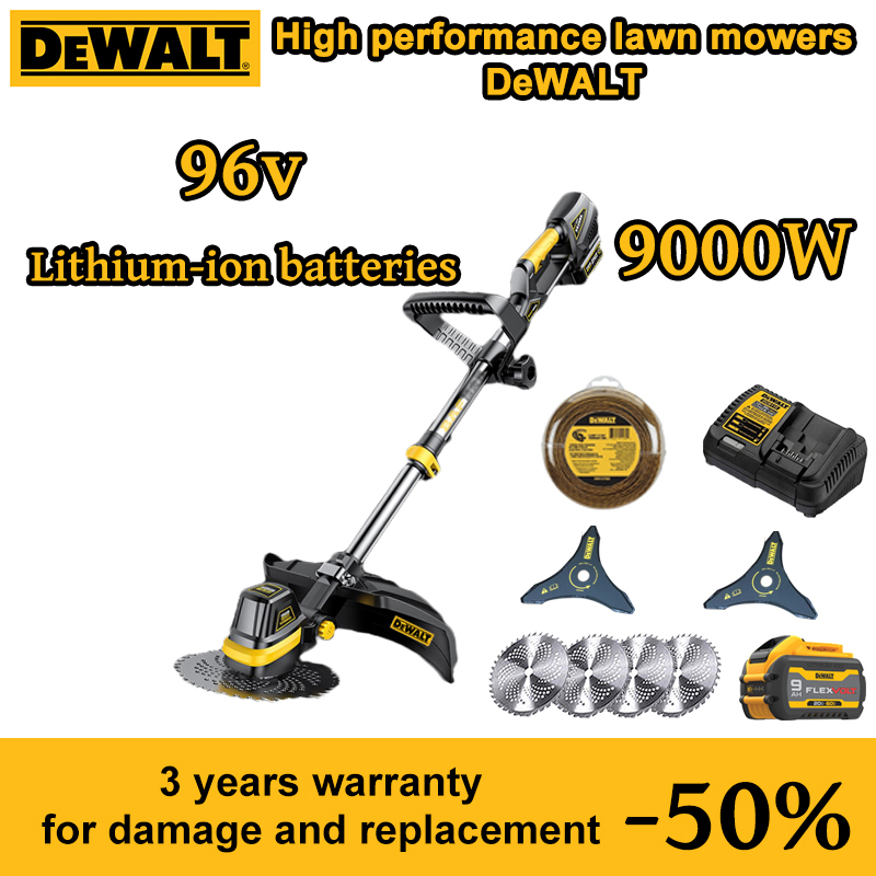 [DEWALT] Carbonless Brushless Li-Ion Lawn Mower + Full Set of Accessories + 9000W + 18 Hours of Operation on a Single Charge.