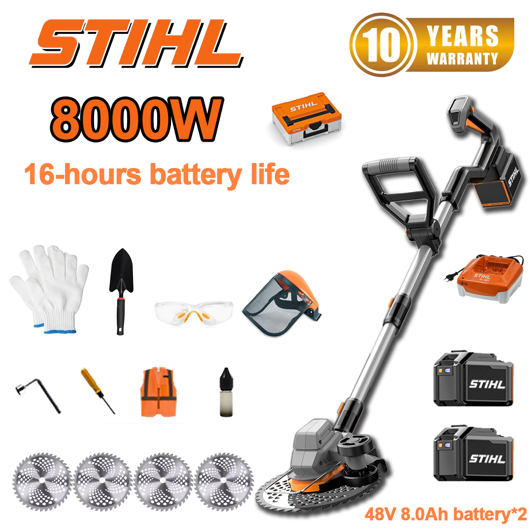 (24 órás akkumulátor-élettartam) 8000 W kefe nélküli fűnyíró* 1+48V 8.0AH akkumulátor*2+töltő*1+körfűrészlap*4+lapát*1+kesztyű*1+védőszemüveg*1+sisak*1+csavarhúzó*1+derékszögű csavarok*1+védőruha*1+l.