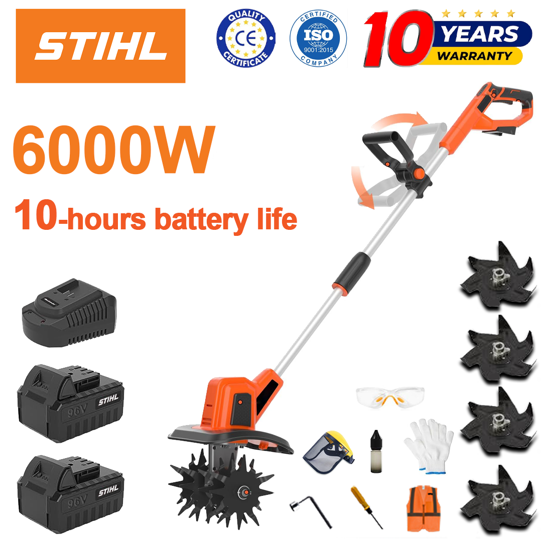 (Akkumulátor élettartama 10 óra) 6000W eke + 96V lítium akkumulátor * 2 + gyorstöltő * 1 + eke penge * 4 + különféle tartozékok