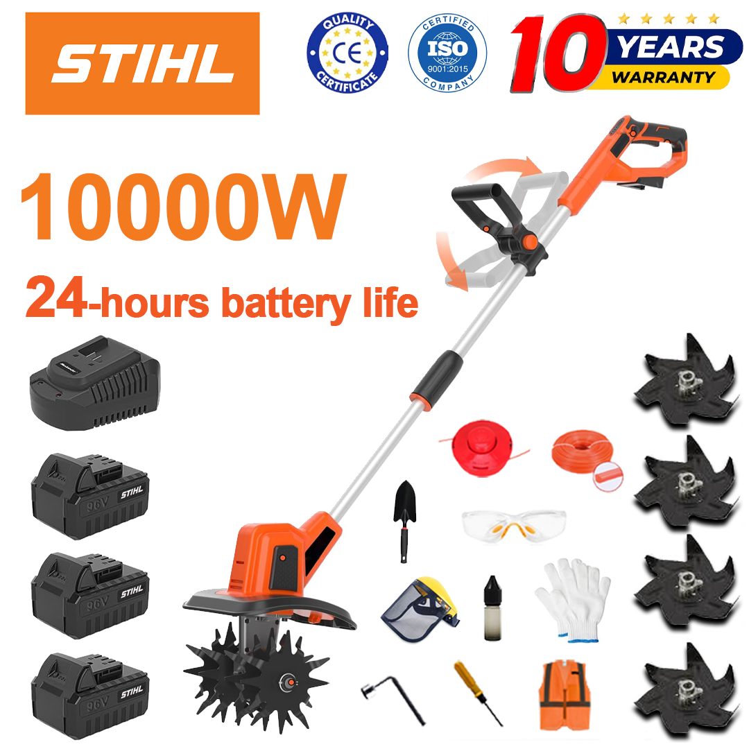 (Az akkumulátor élettartama 24 óra) 10000W eke + 96V lítium akkumulátor * 3 + gyorstöltő * 1 + lapát * 1 + eke penge * 4 + vágótárcsa * 1 + vágókötél * 1 + különféle tartozékok