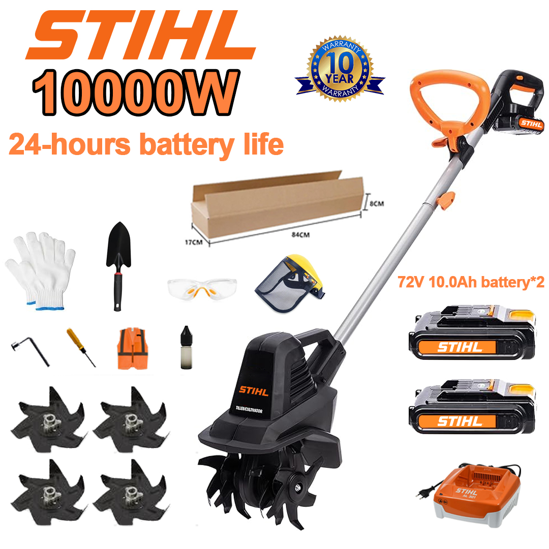 (Az akkumulátor élettartama 24 óra) 10000W eke + 72V 10,0Ah lítium akkumulátor * 2 + gyorstöltő * 1 + lapát * 1 + eke penge * 4 + különféle tartozékok