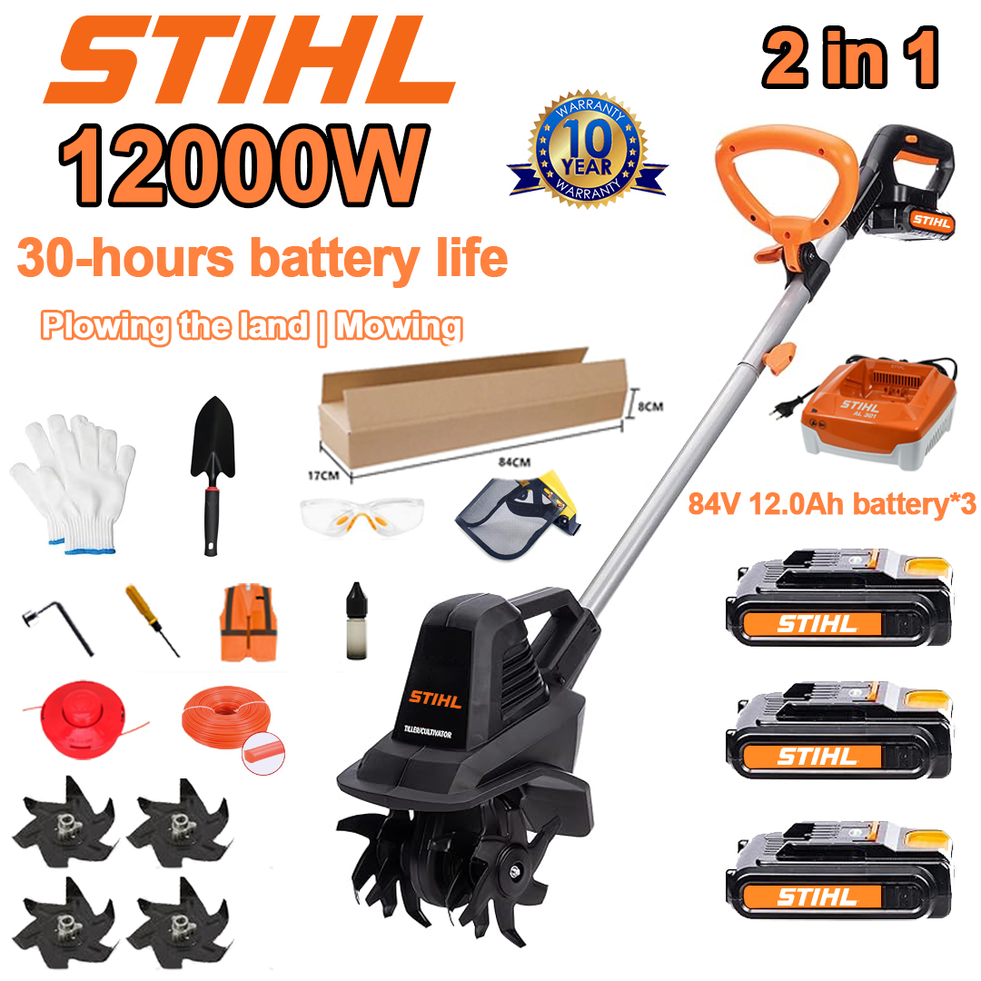 (Akkumulátor élettartama 30 óra) 12000W eke + 84V 12,0Ah lítium akkumulátor * 3 + gyorstöltő * 1 + lapát * 1 + ekekés * 4 + vágótárcsa * 1 + vágókötél * 1 + különféle tartozékok