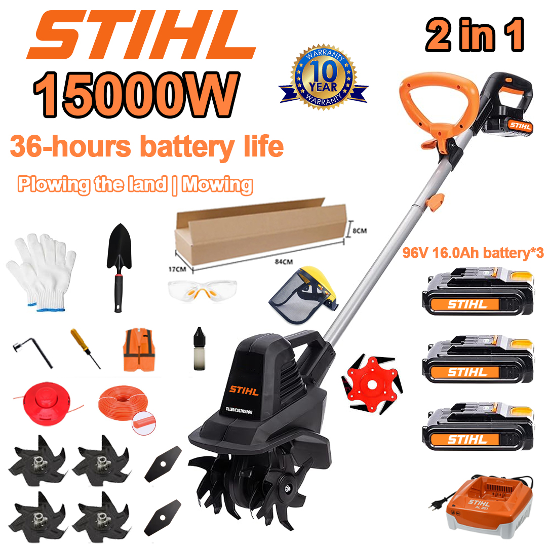 (Akkumulátor élettartama 36 óra) 15000W eke + 96V 16,0Ah lítium akkumulátor * 3 + kaszafej * 1 + gyorstöltő * 1 + lapát * 1 + egyenes kés * 2 + ekekés * 4 + ötvözött fűrészlap * 1 + vágókés * 1 + vágókés * 1 + vágókötél